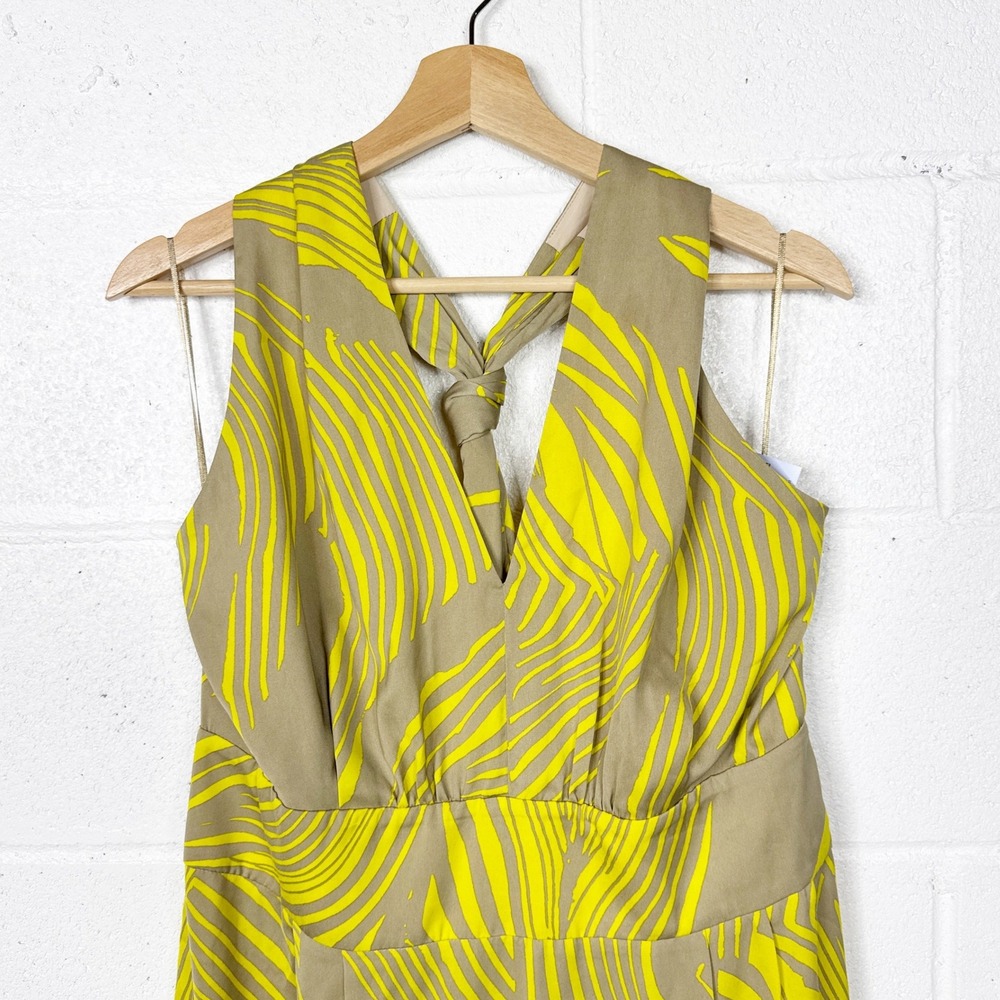 Banana Republic Halter Maxi Dress Yellow‎ Palm Print Petite 16 - Picture 7 of 10